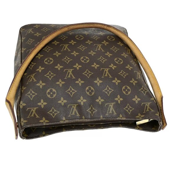 LOUIS VUITTON Logo Looping GM Shoulder Bag Monogram Leather Brown - Picture 14 of 16